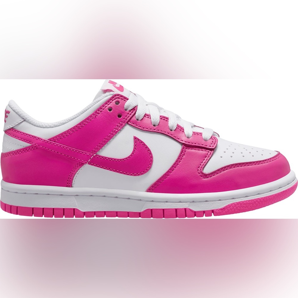 Nike Kids' Grade School Dunk Low Shoes size 5 Y Kids Pink and White Sneakers